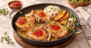 Chuletas de cerdo en sartén jugosas con salsa de mantequilla — receta de La Cocina de Sofy