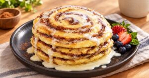 Cinnamon swirl pancakes con glaseado estilo cinnamon roll — receta de La Cocina de Sofy