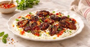 Dátiles caramelizados con dip de feta y jalea picante — receta de La Cocina de Sofy