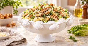 Ensalada César de pasta con pollo y crutones caseros — receta de La Cocina de Sofy