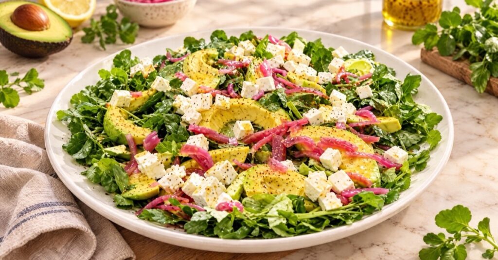 Ensalada de berro, aguacate y feta — receta de La Cocina de Sofy