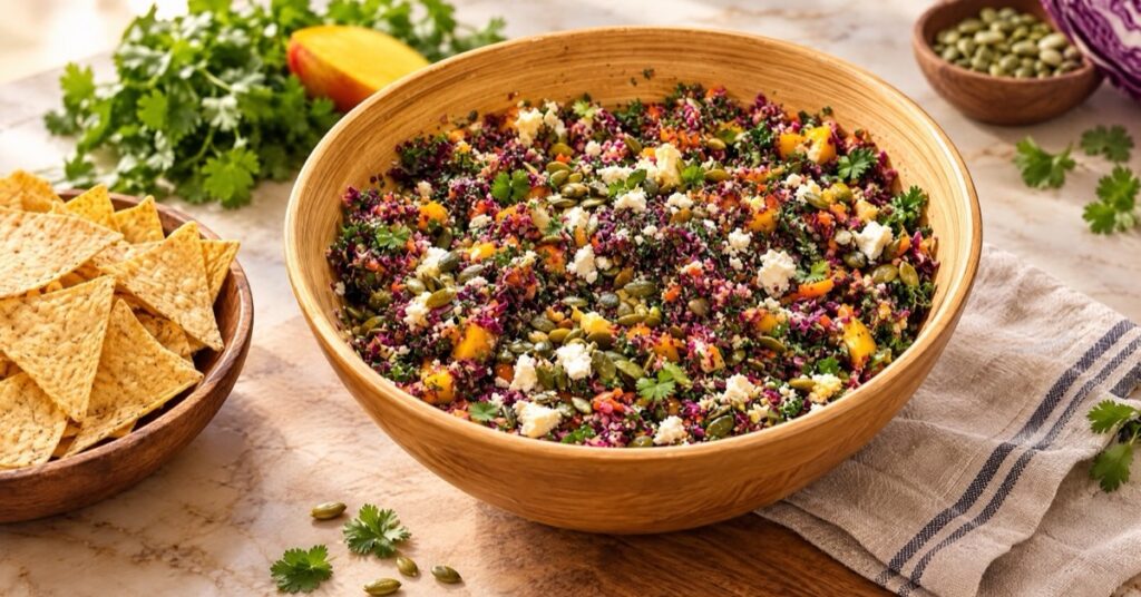 Ensalada picada colorida con mango y vinagreta de mostaza — receta de La Cocina de Sofy