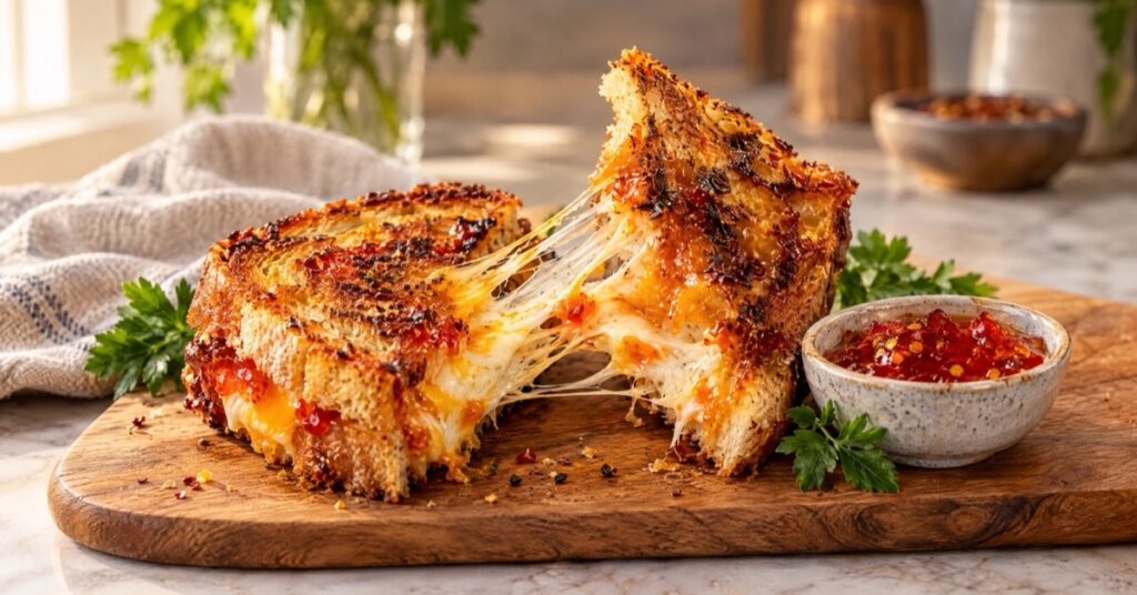 Grilled cheese perfecto con tres quesos — receta de La Cocina de Sofy