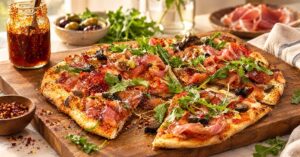 Pizza casera de masa delgada y crispy — receta de La Cocina de Sofy