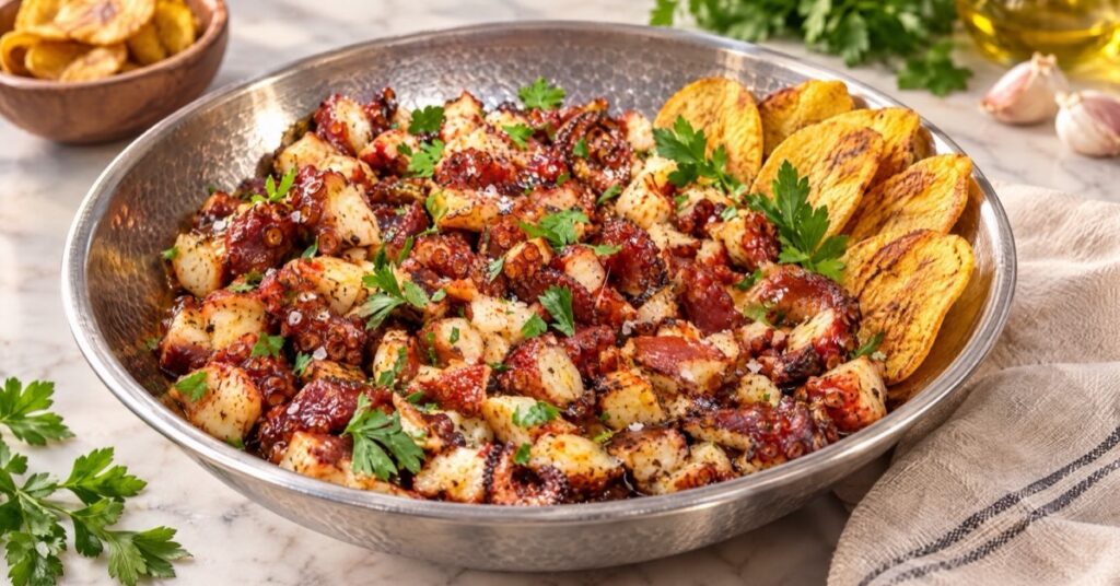 Pulpo a la parrilla con mantequilla de finas hierbas y ajo — receta de La Cocina de Sofy