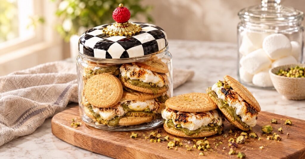 S'mores caseros con chocolate de pistacho — receta de La Cocina de Sofy