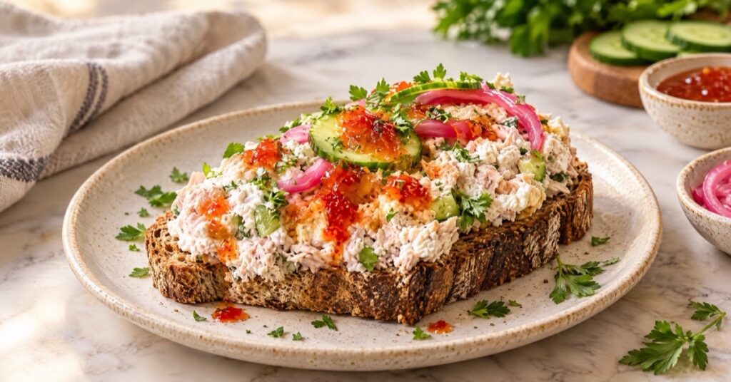 Tostada de atún con queso cottage — receta de La Cocina de Sofy